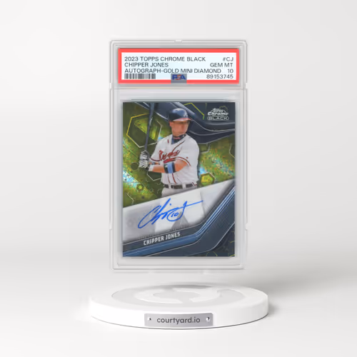 2023 Topps Chrome Black Autographs #CJ Chipper Jones - Gold Mini Diamond Refractor (PSA 10 GEM MINT)