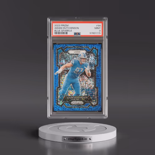 2023 Panini Prizm #94 Aidan Hutchinson - Blue Sparkle (PSA 9 MINT)