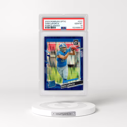 2023 Panini Donruss Optic #237 Sam LaPorta - Purple Shock (PSA 10 GEM MINT)