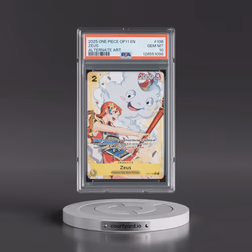2025 One Piece OP11-A Fist of Divine Speed #106 Zeus - Alternate Art (PSA 10 GEM MINT)