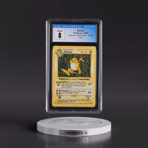 1999 Base Set #14/102 Raichu - Shadowless Shadowless Holo (CGC 8 NM-MT)