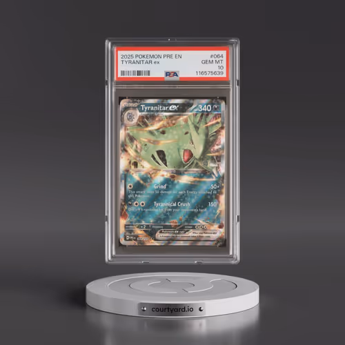 2025 Pokémon Pre EN-Prismatic Evolutions #064 Tyranitar EX - Holo (PSA 10 GEM MINT)