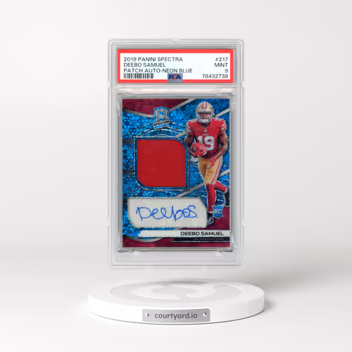2019 Panini Spectra #217 Deebo Samuel - Patch Autograph-Neon Blue (PSA 9 MINT)