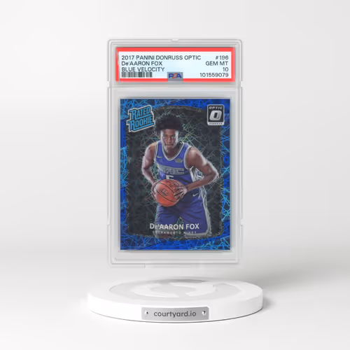 2017 Panini Donruss Optic #196 DE'Aaron Fox - Blue Velocity (PSA 10 GEM MINT)