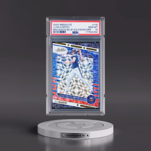 2024 Panini Absolute #110 JJ McCarthy - Red/White/Blue Kaleidoscope (PSA 10 GEM MINT)