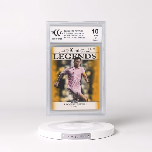 2023 Leaf Special Release Legends #LA09 Lionel Messi Achievement Gold