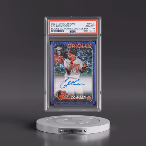 2024 Topps Chrome Rookie Autographs #RACC Colton Cowser - Purple Speckle Refractor (PSA 10 GEM MINT)
