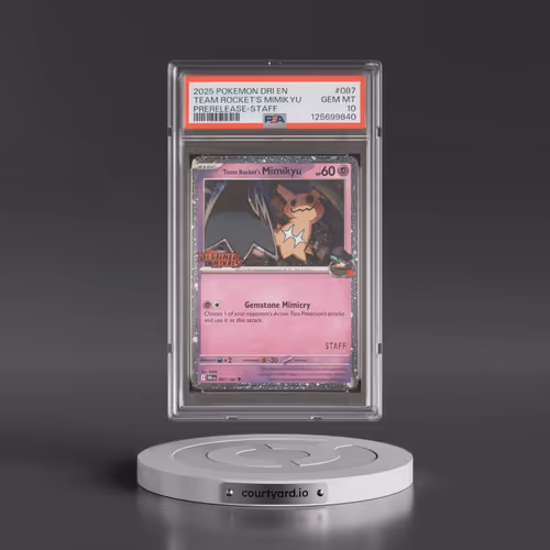 2025 Pokémon Dri EN-Destined Rivals #087 Team Rocket's Mimikyu - Prerelease-Staff (PSA 10 GEM MINT)