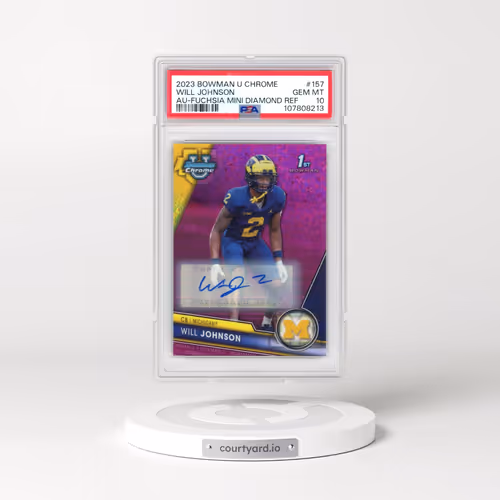 2023 Bowman University Chrome #157 Will Johnson - Autograph-Fuchsia Mini Diamond Refractor (PSA 10 G
