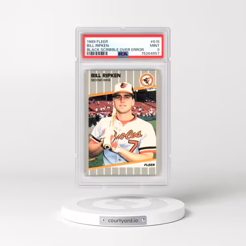 1989 Fleer #616 Bill Ripken - Black Scribble Over Error (PSA 9 MINT)