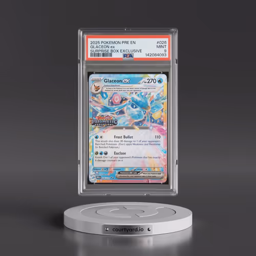 2025 Pokémon Pre EN-Prismatic Evolutions #026 Glaceon EX - Holo Surprise Box Exclusive (PSA 9 MINT)