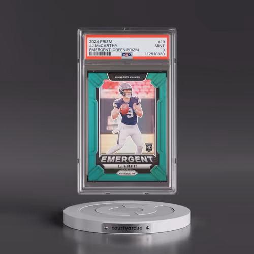 2024 Panini Prizm Emergent #19 JJ McCarthy - Green Prizm (PSA 9 MINT)
