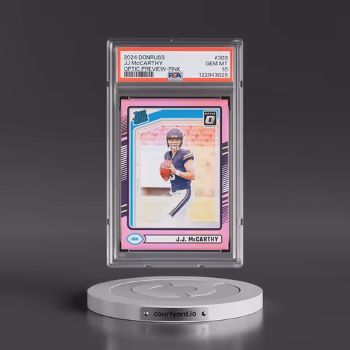 2024 Panini Donruss #303 JJ McCarthy - Optic Preview-Pink (PSA 10 GEM MINT)