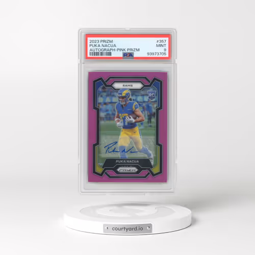 2023 Panini Prizm #357 Puka Nacua - Autograph-Pink Prizm (PSA 9 MINT)