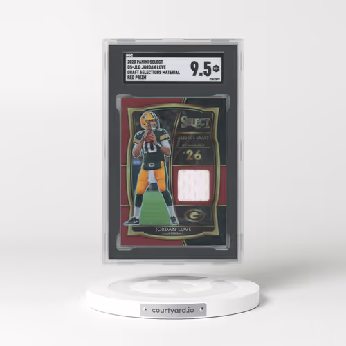 2020 Panini Select #DS-JLO Jordan Love - Draft Selections Mat. Red Prizm (SGC 9.5 MINT+)