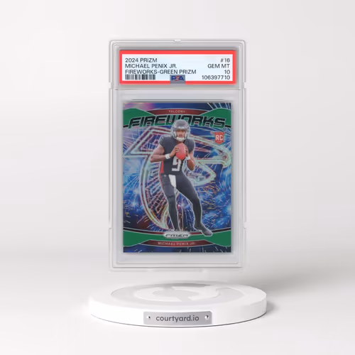 2024 Panini Prizm Fireworks #16 Michael Penix Jr. - Green Prizm (PSA 10 GEM MINT)