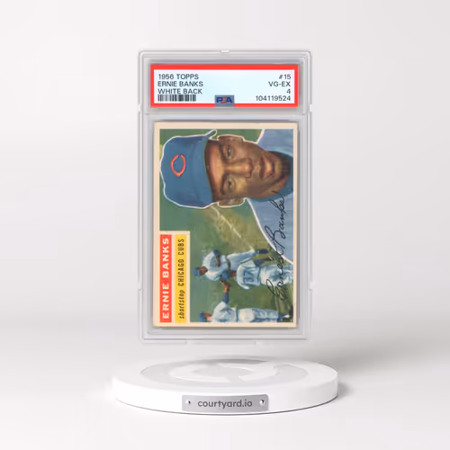 1956 Topps #15 Ernie Banks - White Back (PSA 4 VG-EX)