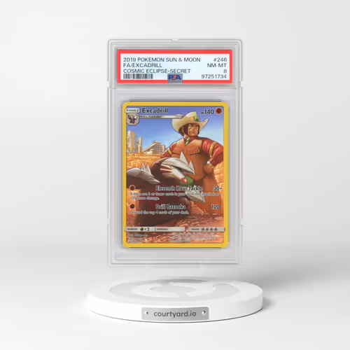 2019 Pokémon Sun & Moon Cosmic Eclipse #246 Excadrill - Full Art Secret (PSA 8 NM-MT)