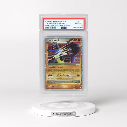 2007 Pokémon Diamond & Pearl Mysterious Treasures #122 Lucario LV.X - Holo (PSA 8 NM-MT)