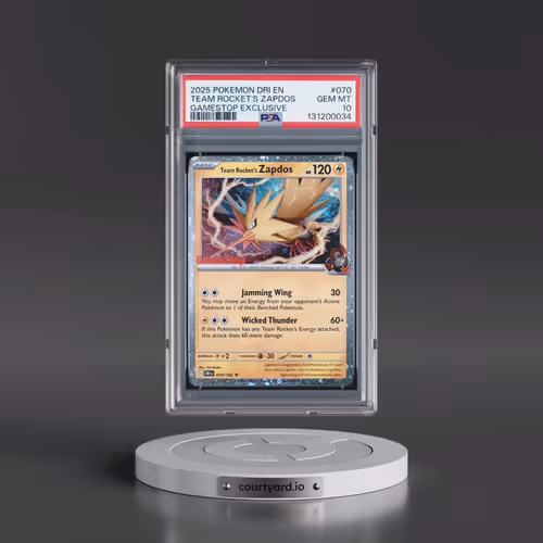 2025 Pokémon Dri EN-Destined Rivals #070 Team Rocket's Zapdos - Gamestop Exclusive (PSA 10 GEM MINT)