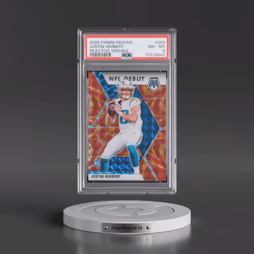 2020 Panini Mosaic #263 Justin Herbert - Reactive Orange (PSA 8 NM-MT)
