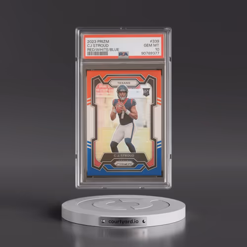 2023 Panini Prizm #339 CJ Stroud - Red/White/Blue Prizm (PSA 10 GEM MINT)