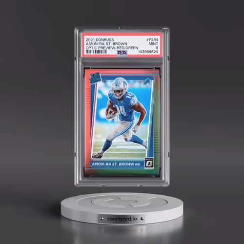 2021 Panini Donruss #P284 Amon-RA St. Brown - Optic Preview-Red/Green (PSA 9 MINT)