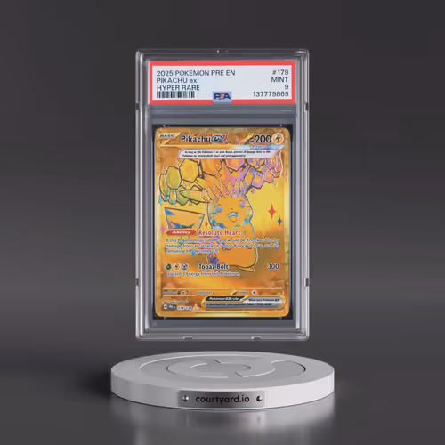 2025 Pokémon Pre EN-Prismatic Evolutions #179 Pikachu EX - Holo Hyper Rare (PSA 9 MINT)