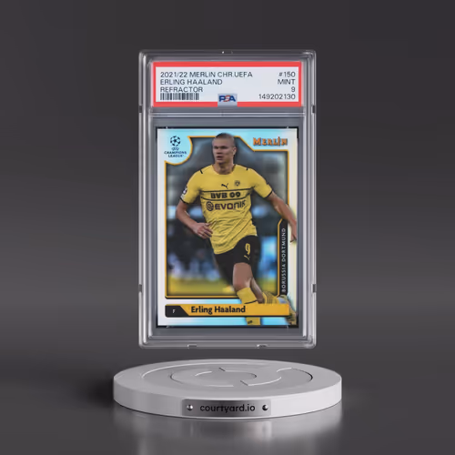 2021-2022 Topps Merlin Chrome UEFA League #150 Erling Haaland - Refractor (PSA 9 MINT)