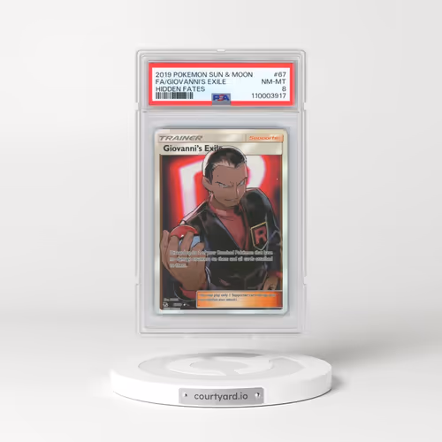 2019 Pokémon Sun & Moon Hidden Fates #67 Giovanni's Exile - Full Art (PSA 8 NM-MT)