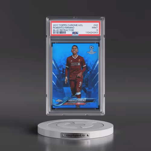 2017 Topps Chrome UEFA Champions League #42 Roberto Firmino - Blue Refractor (PSA 9 MINT)