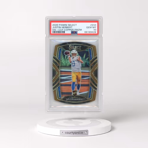 2020 Panini Select #244 Justin Herbert - Die-Cut Copper Prizm (PSA 10 GEM MINT)