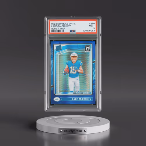 2024 Panini Donruss Optic #266 Ladd McConkey - Blue Hyper (PSA 9 MINT)