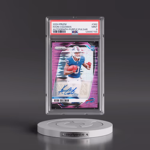 2024 Panini Prizm #362 Keon Coleman - Autograph-Purple Pulsar (PSA 9 MINT)