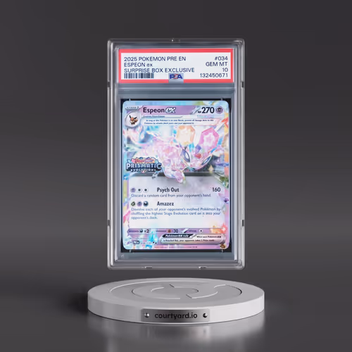 2025 Pokémon Pre EN-Prismatic Evolutions #034 Espeon EX - Holo Surprise Box Exclusive (PSA 10 GEM MI