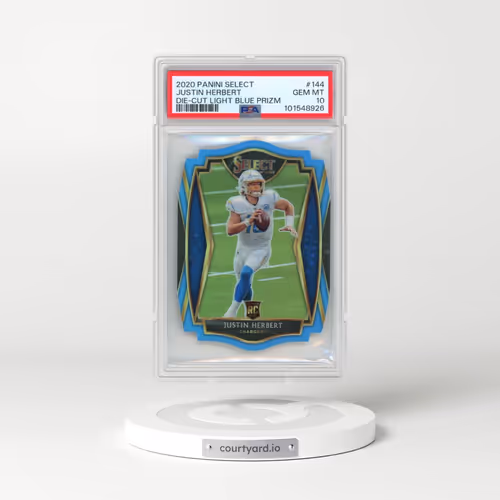 2020 Panini Select #144 Justin Herbert - Die-Cut Light Blue Prizm (PSA 10 GEM MINT)