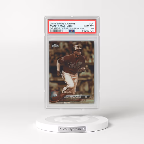2018 Topps Chrome #94 Manny Machado - Orange Jersey-Sepia Refractor (PSA 10 GEM MINT)