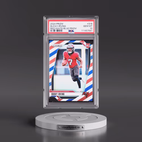 2024 Panini Prizm #316 Bucky Irving - Red/White/Blue Prizm (PSA 10 GEM MINT)