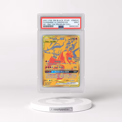 2021 Pokémon SM Black Star Promo #SM247 Reshiram & Charizard GX - Holo Full Art Reshiram & Charizard