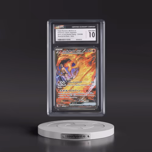 2025 Pokémon SV10-Glory of Team Rocket #124 Team Rocket's Moltres EX - Holo Special Art Rare (CGC 10