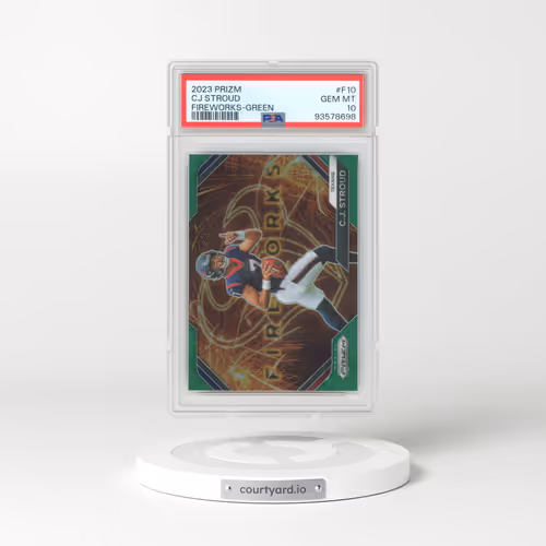 2023 Panini Prizm Fireworks #F10 CJ Stroud - Green Prizm (PSA 10 GEM MINT)