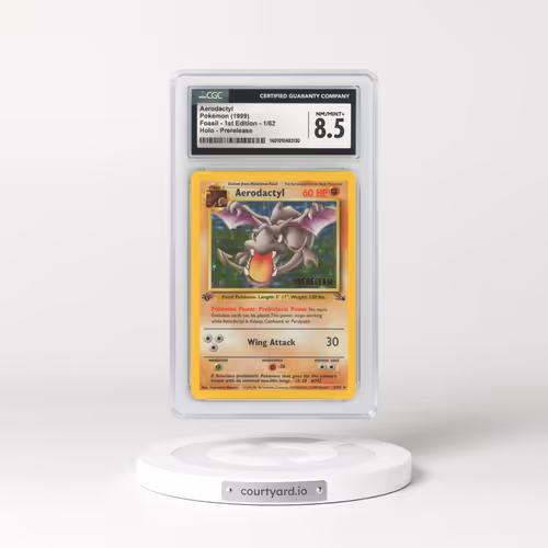 1999 Fossil #1 Aerodactyl - 1st Edition Holo Prerelease (CGC 8.5 NM-MT+)