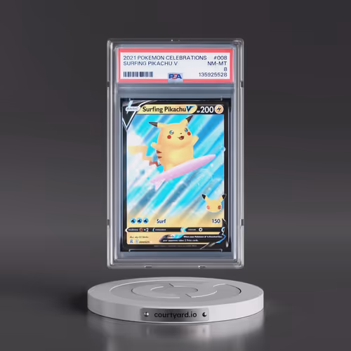 2021 Pokémon Celebrations #008 Surfing Pikachu V - Holo (PSA 8 NM-MT)