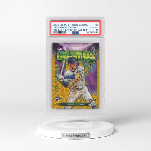 2024 Topps Chrome Cosmic Into the Cosmos #13 Jackson Chourio - Gold Interstellar Refractor (PSA 10 GEM MINT)
