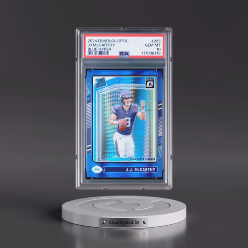 2024 Panini Donruss Optic #235 JJ McCarthy - Blue Hyper (PSA 10 GEM MINT)