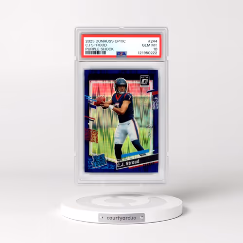 2023 Panini Donruss Optic #244 CJ Stroud - Purple Shock (PSA 10 GEM MINT)