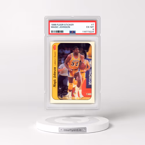1986 Fleer Sticker #7 Magic Johnson (PSA 6 EX-MT)