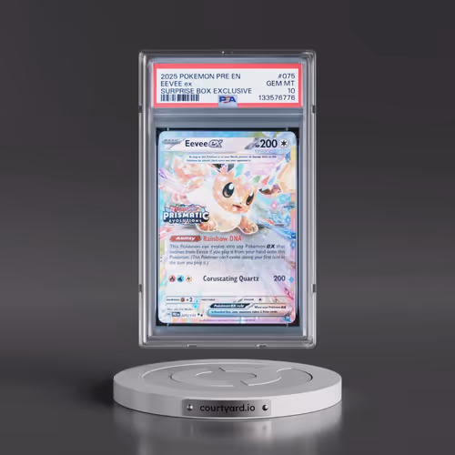 2025 Pokémon Pre EN-Prismatic Evolutions #075 Eevee EX - Holo Surprise Box Exclusive (PSA 10 GEM MIN