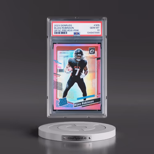 2023 Panini Donruss #305 Bijan Robinson - Optic Preview-Pink (PSA 10 GEM MINT)