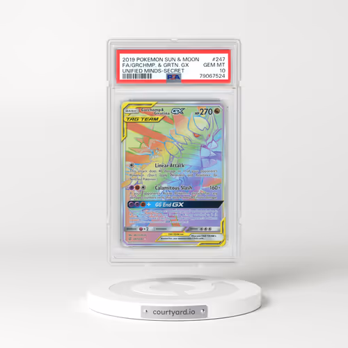 2019 Pokémon Sun & Moon Unified Minds #247 Garchomp & Giratina GX - Holo Full Art Secret (PSA 10 GEM MINT)